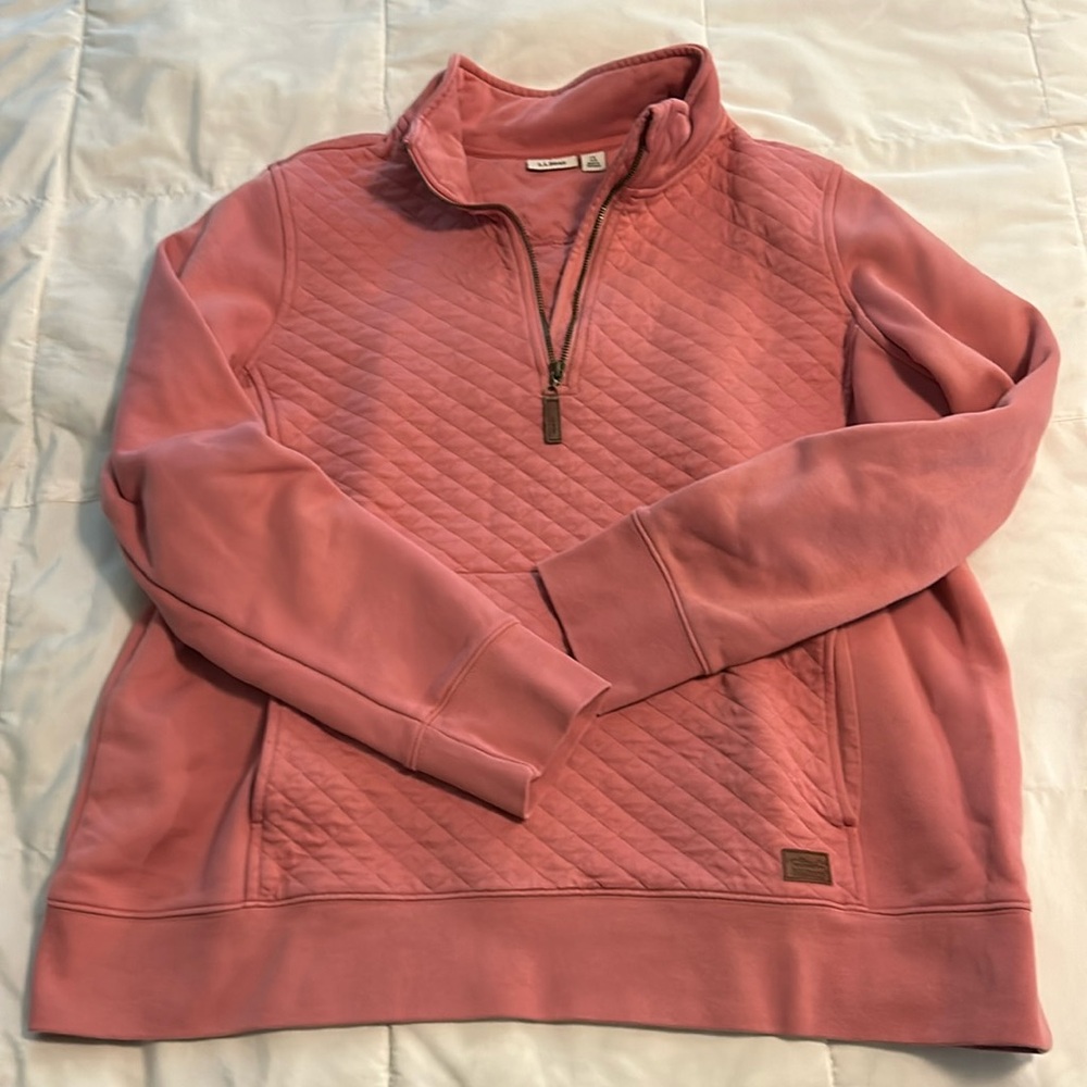 L.L Bean dusty pink 1/4 zip quilted sweatshirt 1x